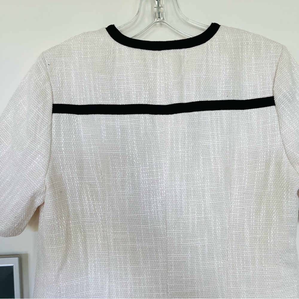 Commense Contrast Binding Button Tweed Short Dress Sz M Ivory - Picture 5 of 13